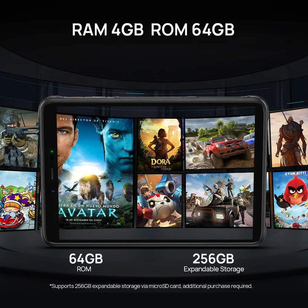 Ulefone Armor Pad Rugged Tablet 4GB RAM 64GB ROM 7650mAh 8.0'' HD+ Display 4G Android 12 Tablet Phone IP68/IP69K 13MP Camera