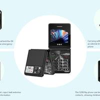 XGODY S200 Mini Smartphones Pocket 2G Dual SIM 2.4 inch Bluetooth Small Mobile Phone 1300mAh Battery Large Button Flip Foldable