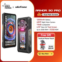 Ulefone Armor 30 Pro 5G Rugged Phone Android 14 Smartphone 6.9" 120Hz 32GB+512GB 12800mAh Night Camera 64MP NFC 66W