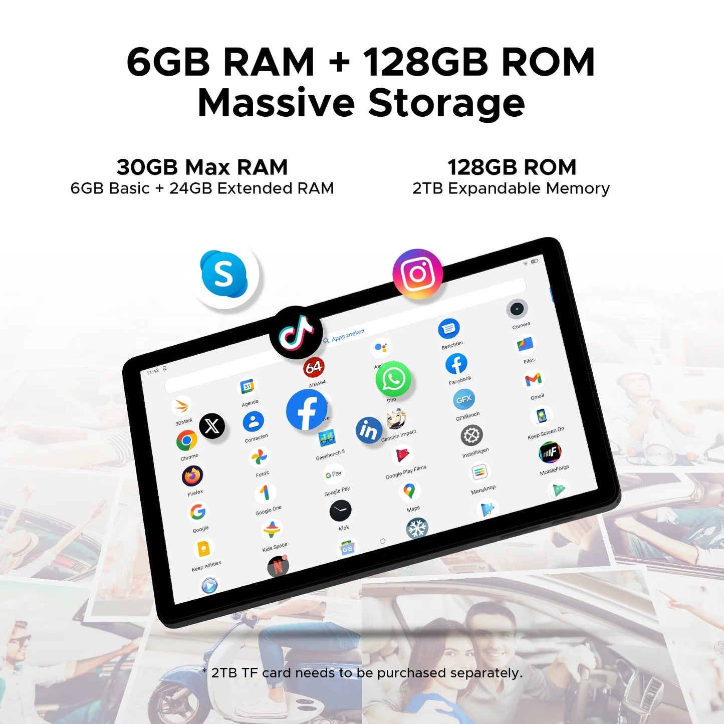 【Brand+】Doogee Tab A9 Pro+ Tablet Pc 11-Inch Android 15 30Gb Ram(6+24) 128Gb Rom 8580Mah Battery Widevine L1 Support