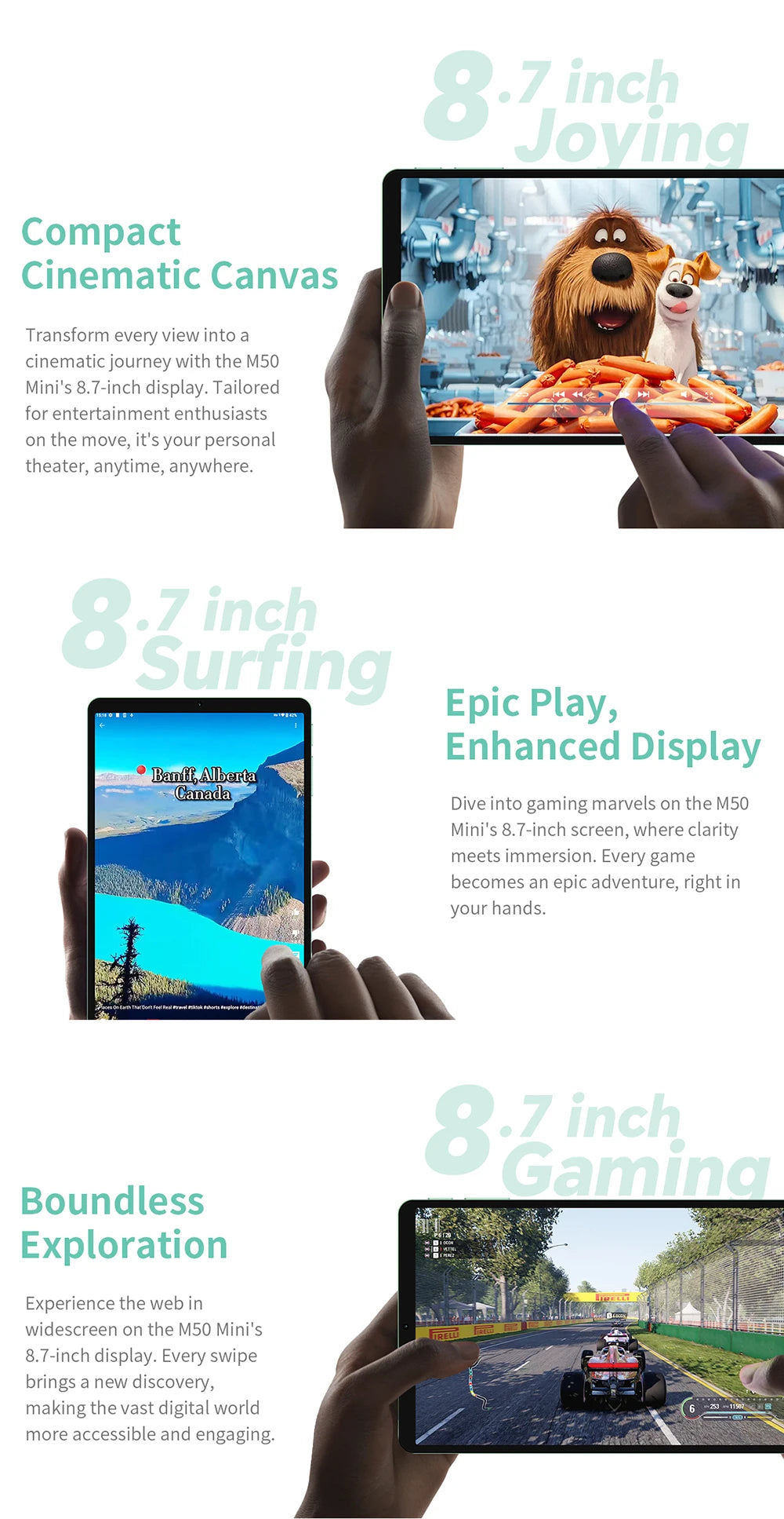 Teclast M50 Mini Tablet 8.7" 90Hz Screen 4GB RAM 128GB ROM Unisoc T606 Octa-core 5100mAh Battery Android 15 Tab Wifi5 Metal Body