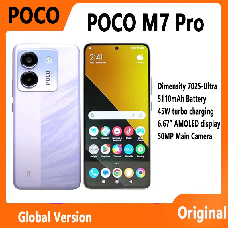 POCO M7 Pro 5G Global Version Dimensity 7025-Ultra 120Hz FHD+ Eye-care AMOLED Display 50MP camera with OIS NFC