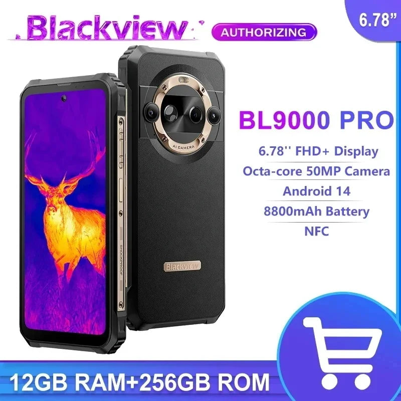 Blackview BL9000 Pro 5G Rugged Smartphone 6.78 "FHD + Display 12GB + 512GB 50MP Camera 8800mAh Battery Android 14 Phone