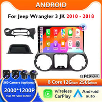 Car Radio Android 16 For Jeep Wrangler 3 JK 2010 - 2018 Carplay Stereo Head Unit Multimedia Video Player Wireless GPS Navigation