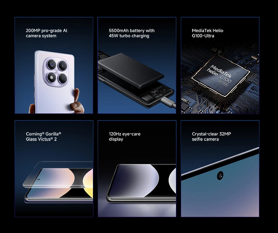 FR Warehouse Xiaomi Redmi Note 14 Pro 4G Smartphone Global Version 5500mAh 6.67" AMOLED MediaTek Helio G100-Ultra 200MP Camera