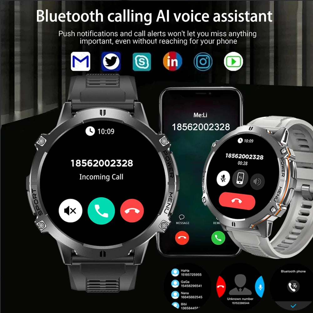 NEW 1000MAH Super endurance Sport Smart Watch Men 1.73-inch HD Screen GPS tracker Compass Bluetooth Call Waterproof Smart Watch