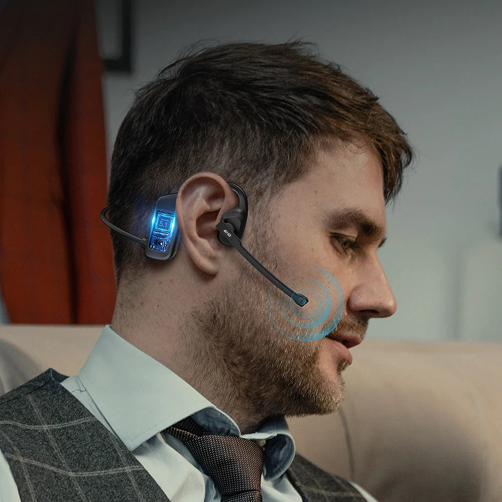 EASYBUDS Handsfree Bluetooth Air Bone Conduction Earphones With Noise Cancelling Boom Microphone Business Open Ear Headphones