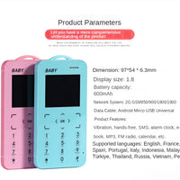 Unlocked Super Mini Card Mobile Phone 1.77 Inch 2G GSM Single SIM MP3 Telephone Bluetooth Dialer FM Blacklist Student CellPhones