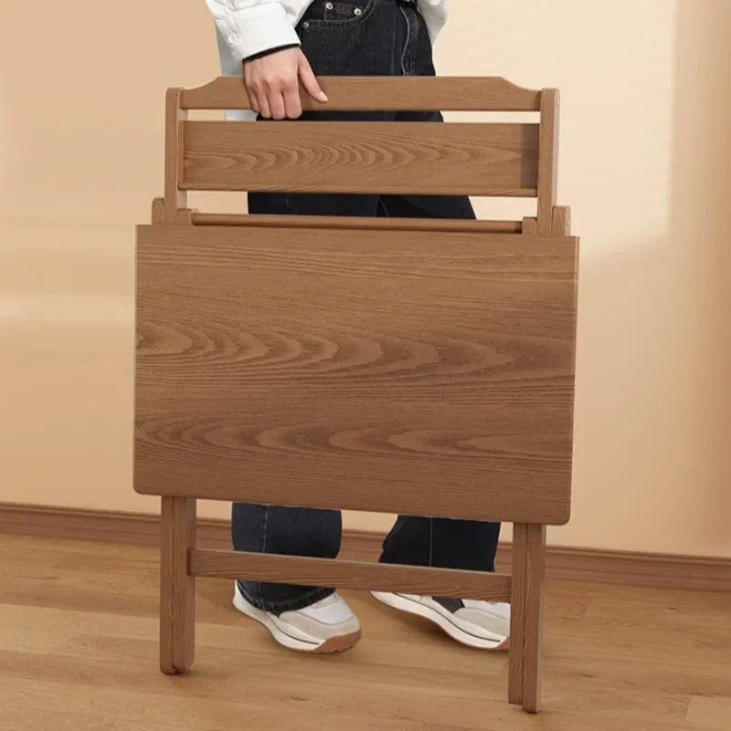Solid Wood Foldable Console Desk Simple Modern Bedside Computer Desk Portable Bedroom Living Room Writing Table Home Furniture