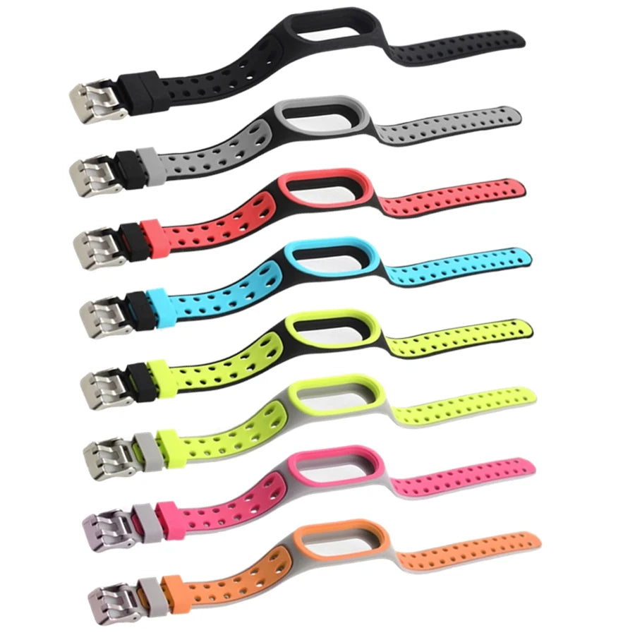 Bracelet for Xiaomi Mi Band 7 6 5 4 Silicone Wrist Replacement Wristband Breathable Double Buckle Luxury for Miband 6 5 4 Strap