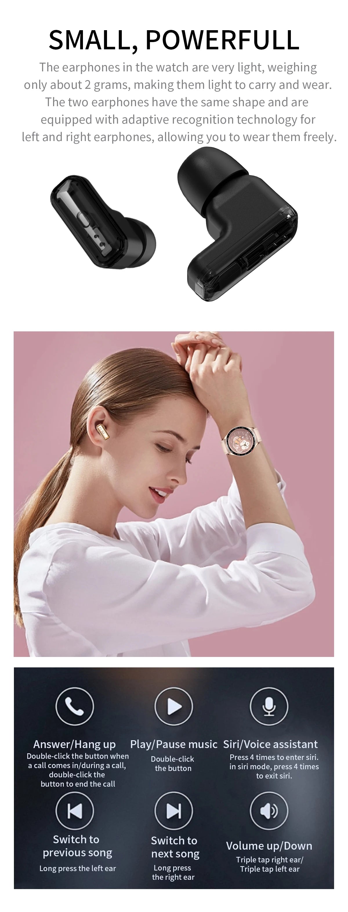 New Smart Watch TWS 2-in-1 Bluetooth Earphones With built-in Speaker HIFI 9D Sound Quality Health Monitor Watch For Android iOS