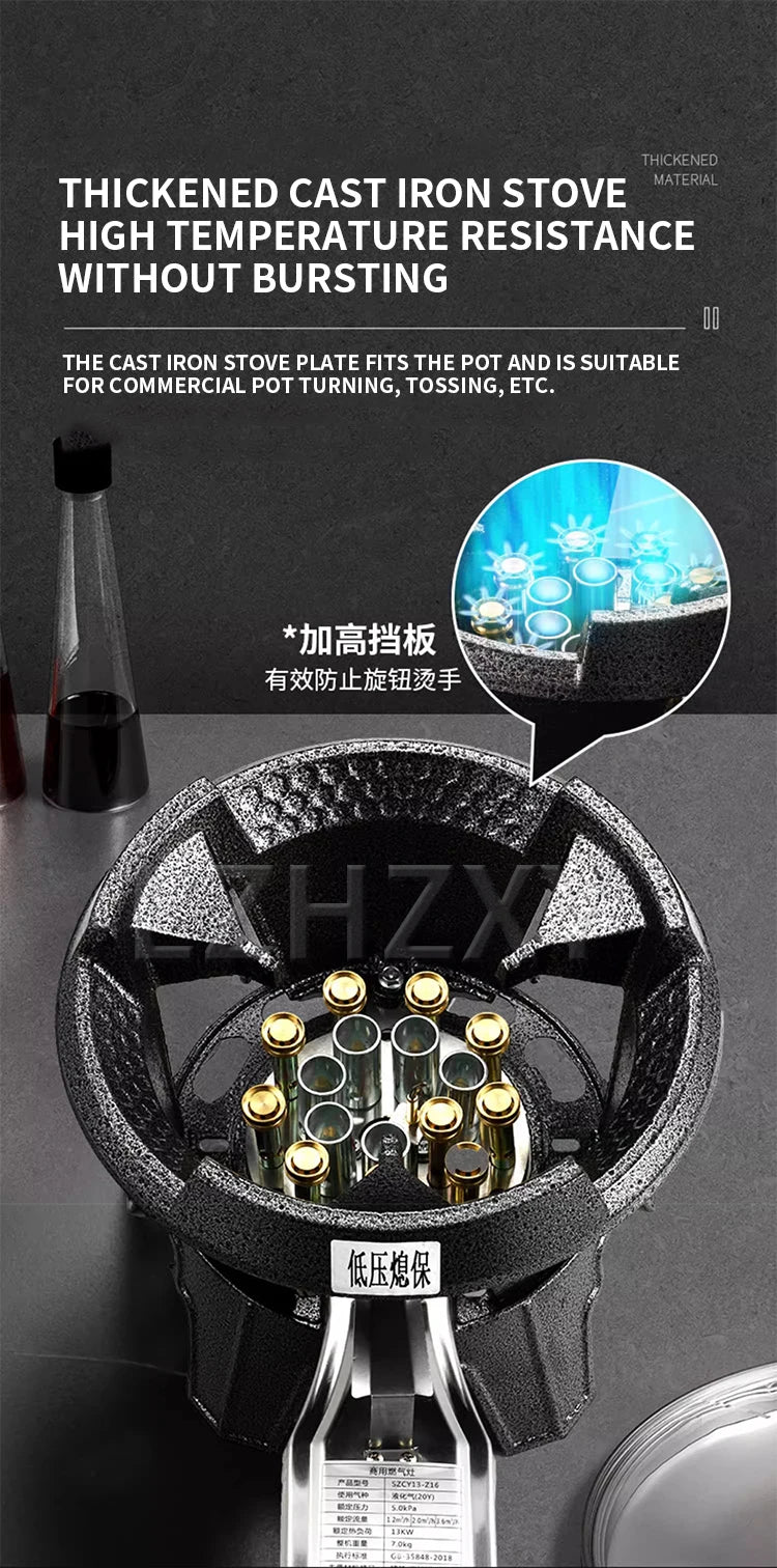 Low-pressure Fierce Fire Gas Stove Commercial Single-hole Liquefied Gas Burner for Hotel Restaurant Energy-saving Gas Cooktop