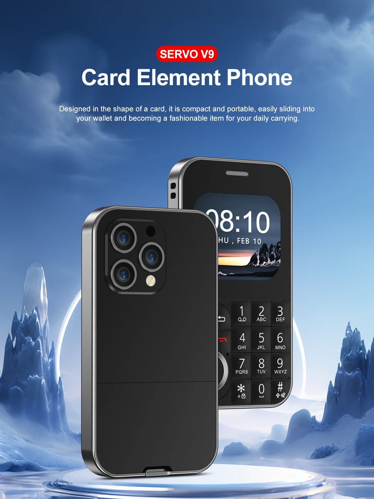 SERVO V9 Small Mobile Phone 2 SIM Cards Magic Voice Speed Dial MP4 Player Rear Camera Flashlight FM Radio 2G GSM Mini Cellphones