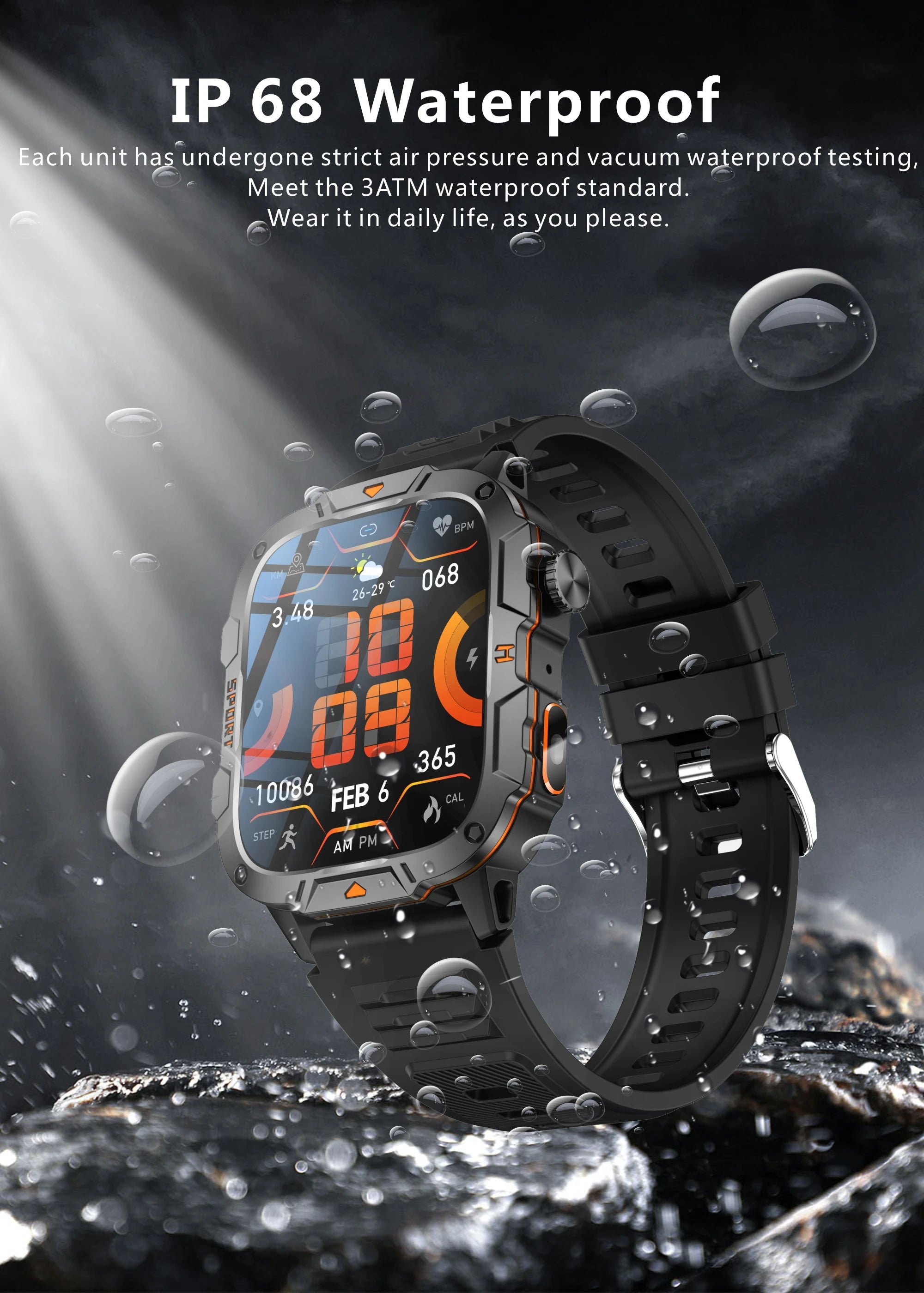 2025New Rugged Military GPS Track Smart Watch Men Bluetooth Call 5ATM Waterproof Flashlight Outdoor Sports SmartWatch For Xiaomi