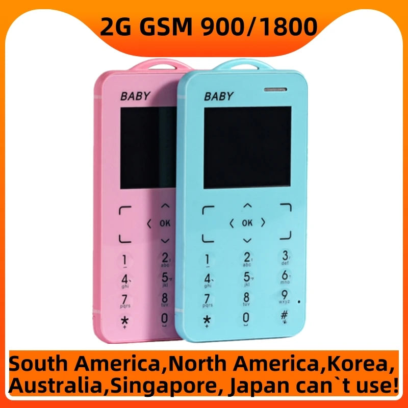 Unlocked Super Mini Card Mobile Phone 1.77 Inch 2G GSM Single SIM MP3 Telephone Bluetooth Dialer FM Blacklist Student CellPhones