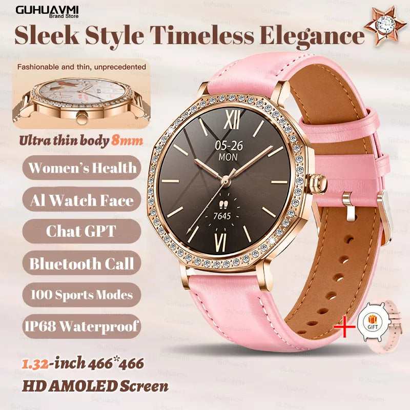 New Women SmartWatch AMOLED Screen Men Watches Bluetooth Call Sport Womens Physical Health IP68 Lady Smart Watch For Android IOS