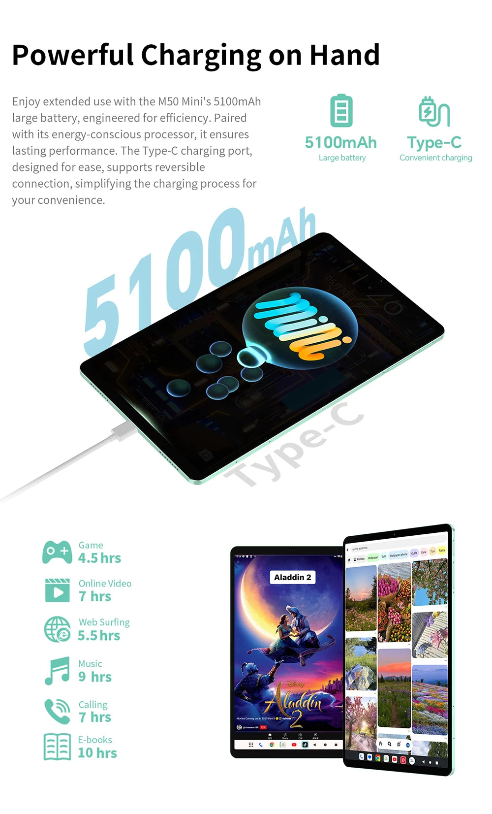 Teclast M50 Mini Tablet 8.7" 90Hz Screen 4GB RAM 128GB ROM Unisoc T606 Octa-core 5100mAh Battery Android 15 Tab Wifi5 Metal Body