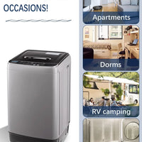 KRIB BLING Full Automatic Washing Machine with LED Display 17.7 lbs Portable Washer Drain Pump 10 Programs & 8 Water Levels