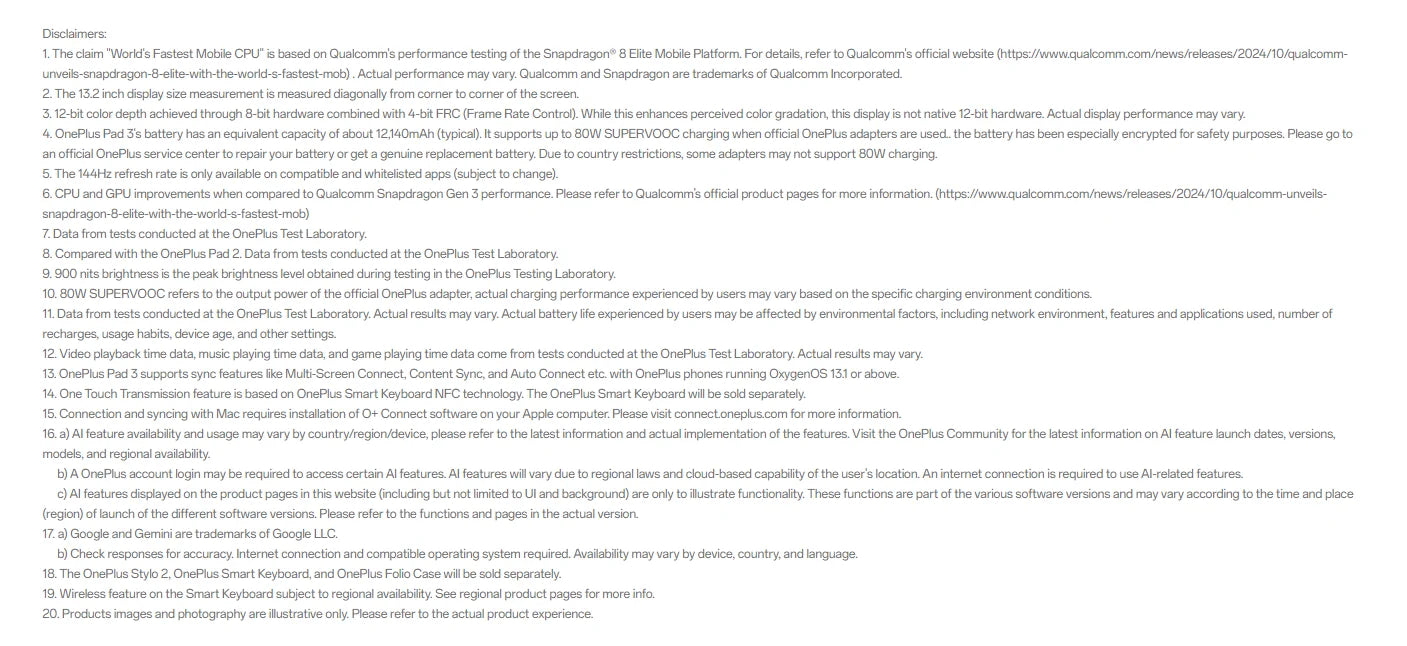 Global Version OnePlus Pad 3 Snapdragon 8 Elite 13.2-inch 144Hz 3.4K Screen 12140mAh Battery 13MP Rear Camera 80W Charge