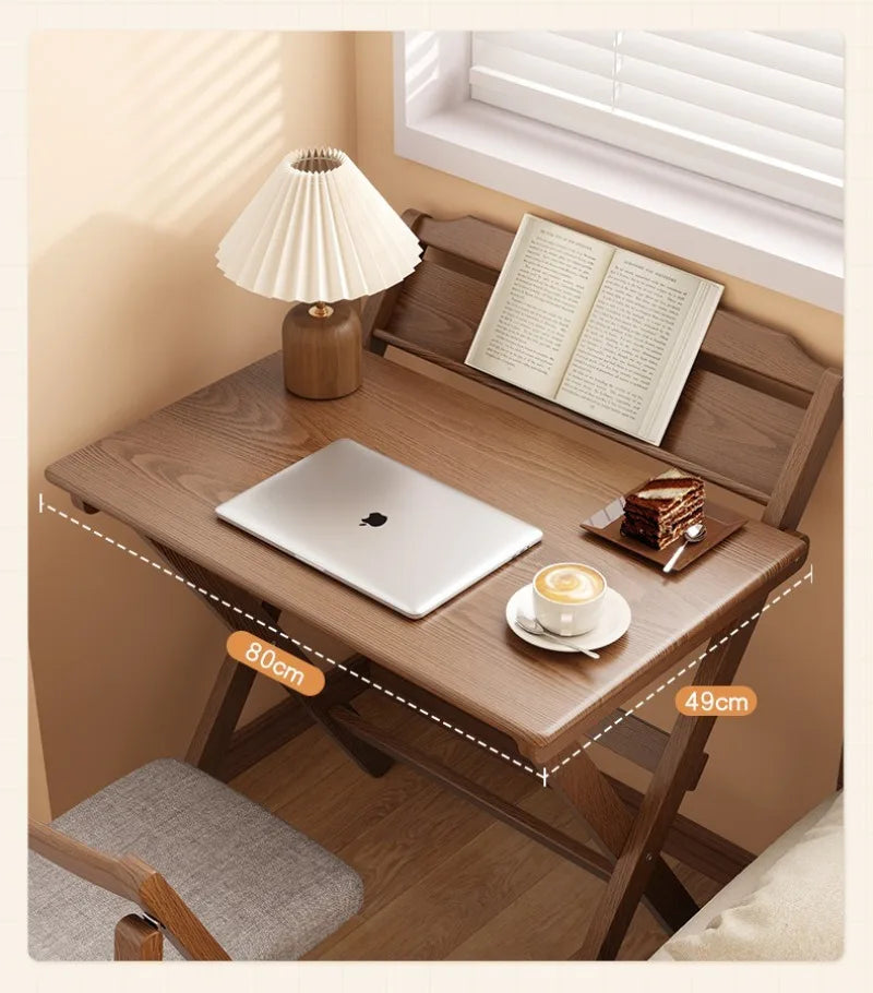 Solid Wood Foldable Console Desk Simple Modern Bedside Computer Desk Portable Bedroom Living Room Writing Table Home Furniture
