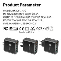 55W 3 USB 3 PD Charger Fast Charging QC3.0 Travel Charger For iPhone 15 14 Samsung Xiaomi Mobile Phone Adapter EU KR US UK Plug