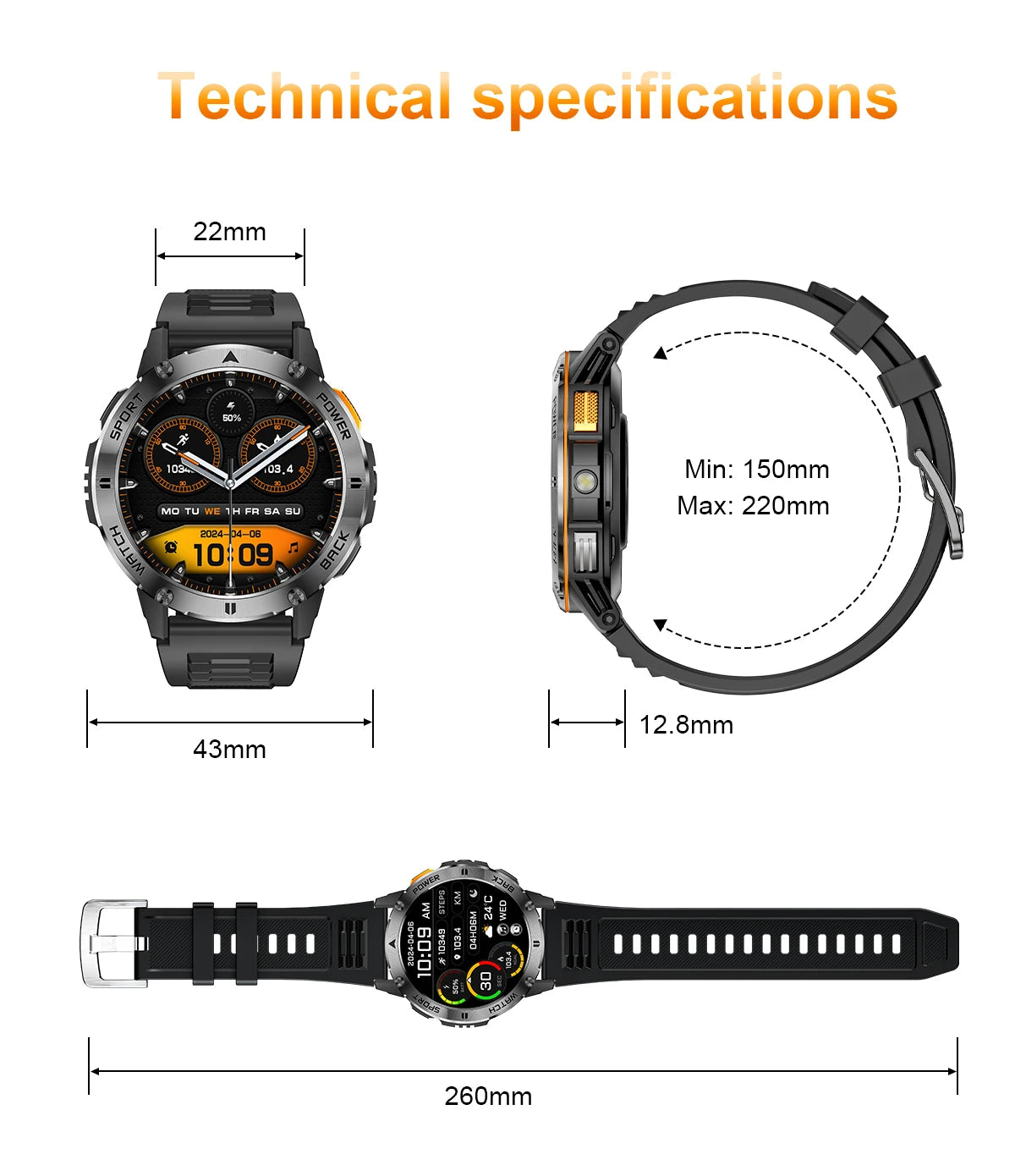 LIGE Outdoor Military Smart Watch Men 1.53" AMOLED Screen GPS trackr Waterproof Bluetooth Call Sports Braceletes For Android IOS