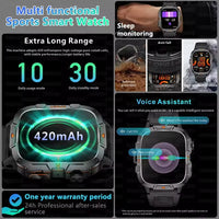 2025New Rugged Military GPS Track Smart Watch Men Bluetooth Call 5ATM Waterproof Flashlight Outdoor Sports SmartWatch For Xiaomi