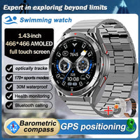 Swim Smartwatch Outdoor GPS Watch Sports Fitness Tracker Health Military Waterproof Watch BT5.3 Call Smart Watch for Android iOS