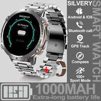 NEW 1000MAH Super endurance Sport Smart Watch Men 1.73-inch HD Screen GPS tracker Compass Bluetooth Call Waterproof Smart Watch