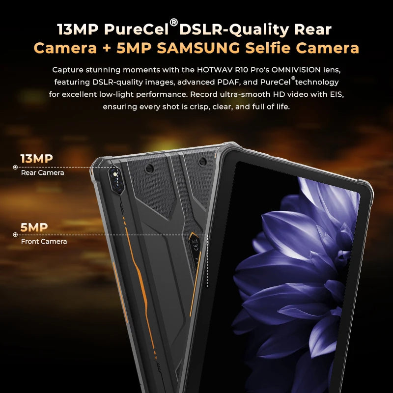【World Premiere】HOTWAV R10 Pro Rugged Tablets 10800mAh 8GB+256GB OTG Charging Tablet For Field Exploration+Mountain Climbing