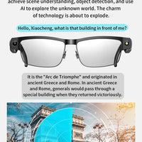 Smart Glasses with HD Camera 1200P Anti-shake Video Record Real-time Translation Object Recognition Bluetooth Call Smart Glasses