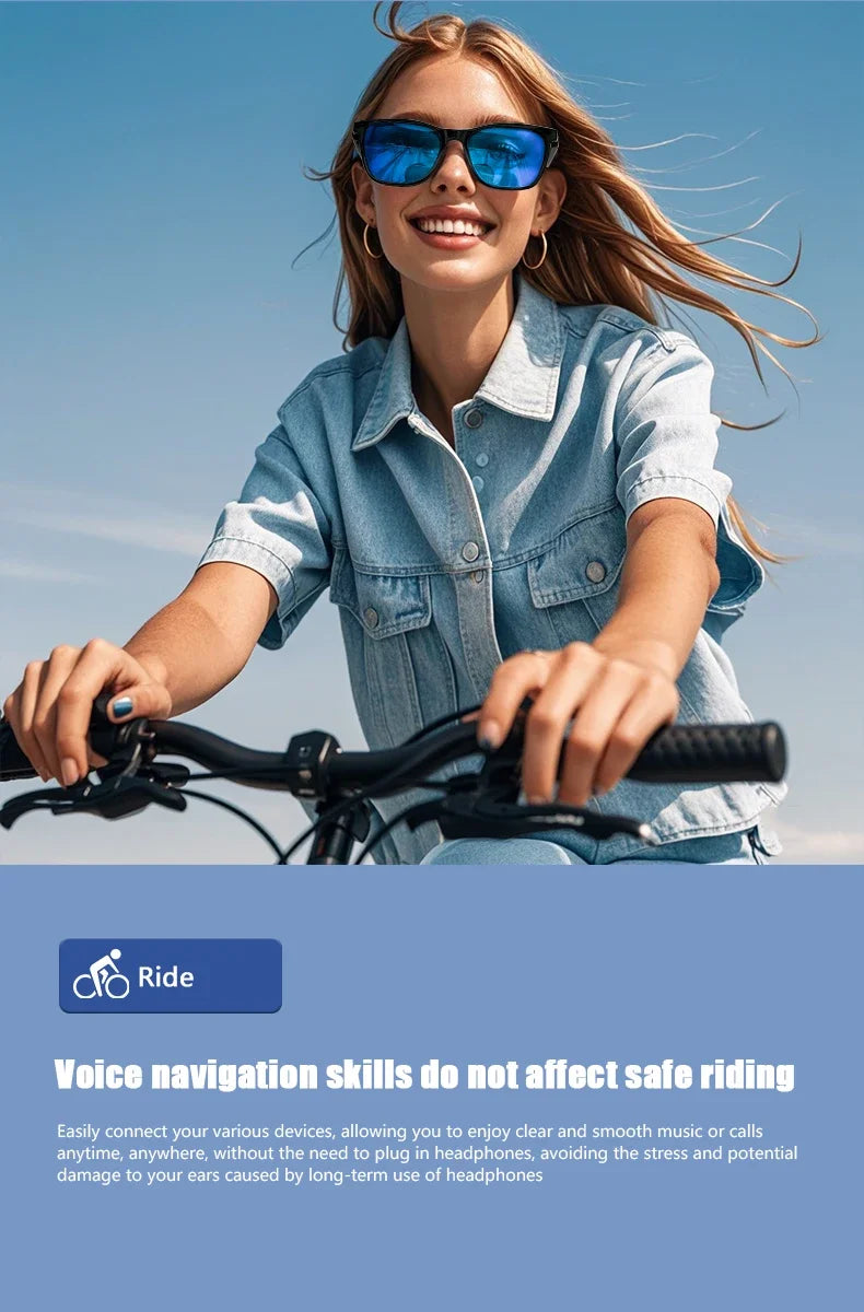 Hot GS05 Smart Glasses For Men 2 in 1 UV Protection Portable Polarized Anti-blue light Black Frame White Lenses Music Sunglasses