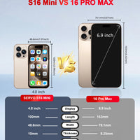 SERVO S16 Mini 4G Network Small Smartphone 2 SIM Standby Android 12.0 System Play Store WiFi GPS 4.0" Screen Palm Cellular Phone