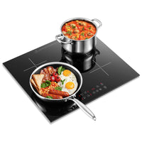 Induction Hob 4 Plates Built-in Electric Cooktop 60cm Booster Touch Control 6000W 9 Power Levels 1-99Minute Timer Child Lock