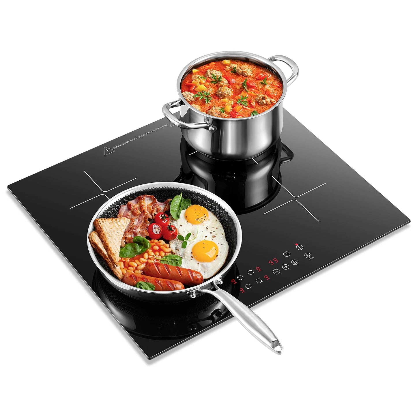 Induction Hob 4 Plates Built-in Electric Cooktop 60cm Booster Touch Control 6000W 9 Power Levels 1-99Minute Timer Child Lock