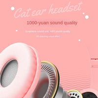 Wireless Headphones Cat Ear Bluetooth-Compatible Helmets Stereo Bass Over-Ear Headsets Sports Headphones for Kids and Adult