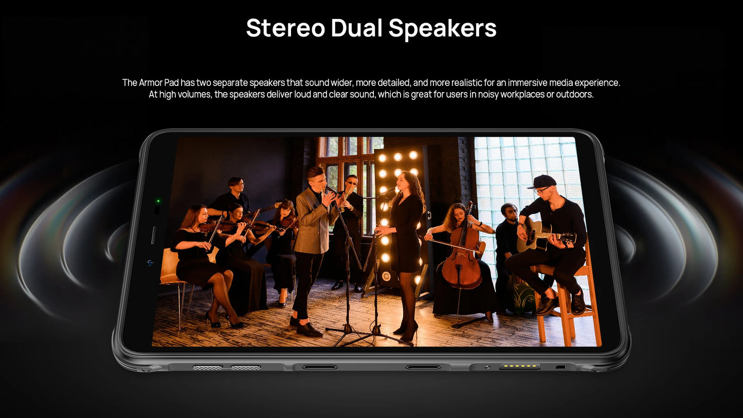 Ulefone Armor Pad Rugged Tablet 4GB RAM 64GB ROM 7650mAh 8.0'' HD+ Display 4G Android 12 Tablet Phone IP68/IP69K 13MP Camera