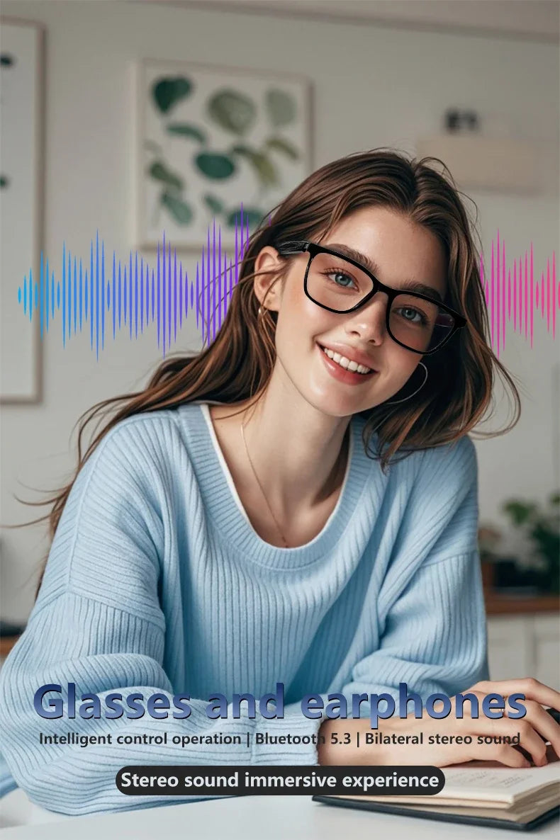 Hot GS05 Smart Glasses For Men 2 in 1 UV Protection Portable Polarized Anti-blue light Black Frame White Lenses Music Sunglasses