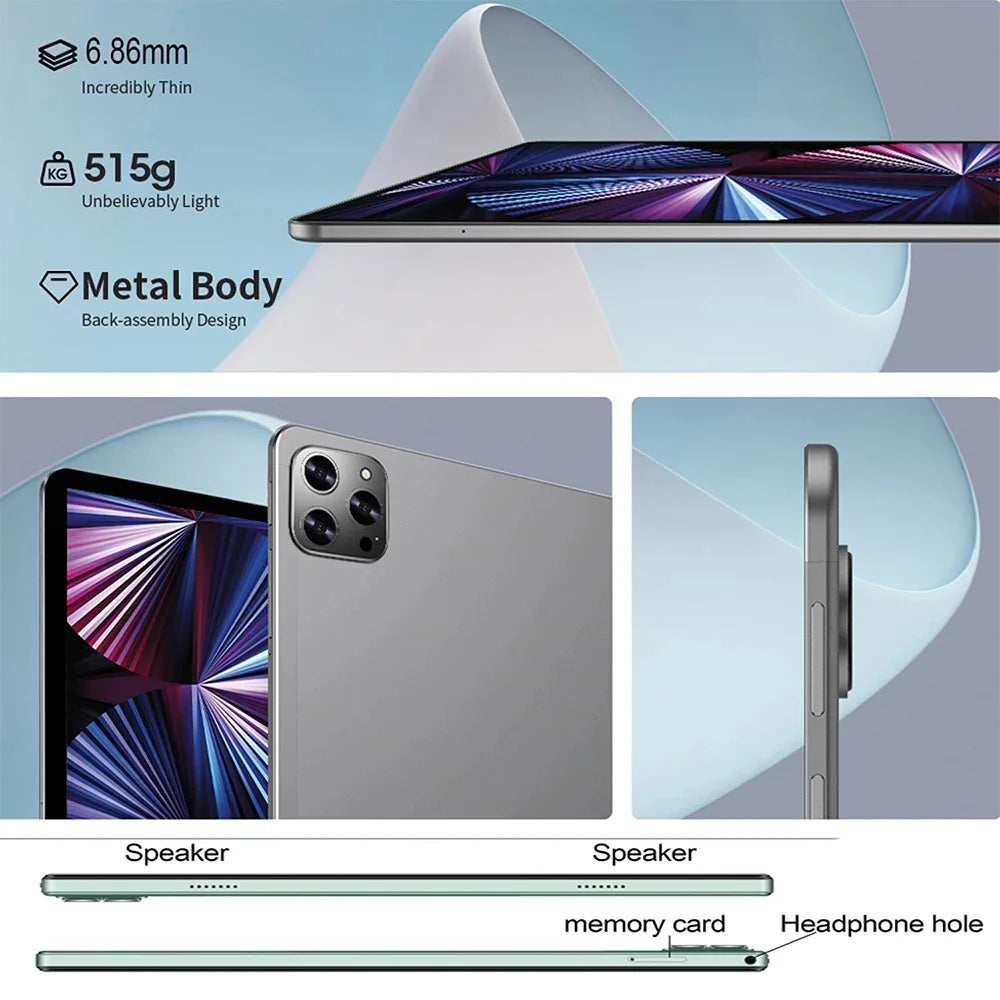 New 10.1 Inch Tablet PC 8GB RAM 512GB ROM 10 Core AI Speed-up Tablets Google Play 4G LTE Phone Call Dual SIM Dual WiFi Android12