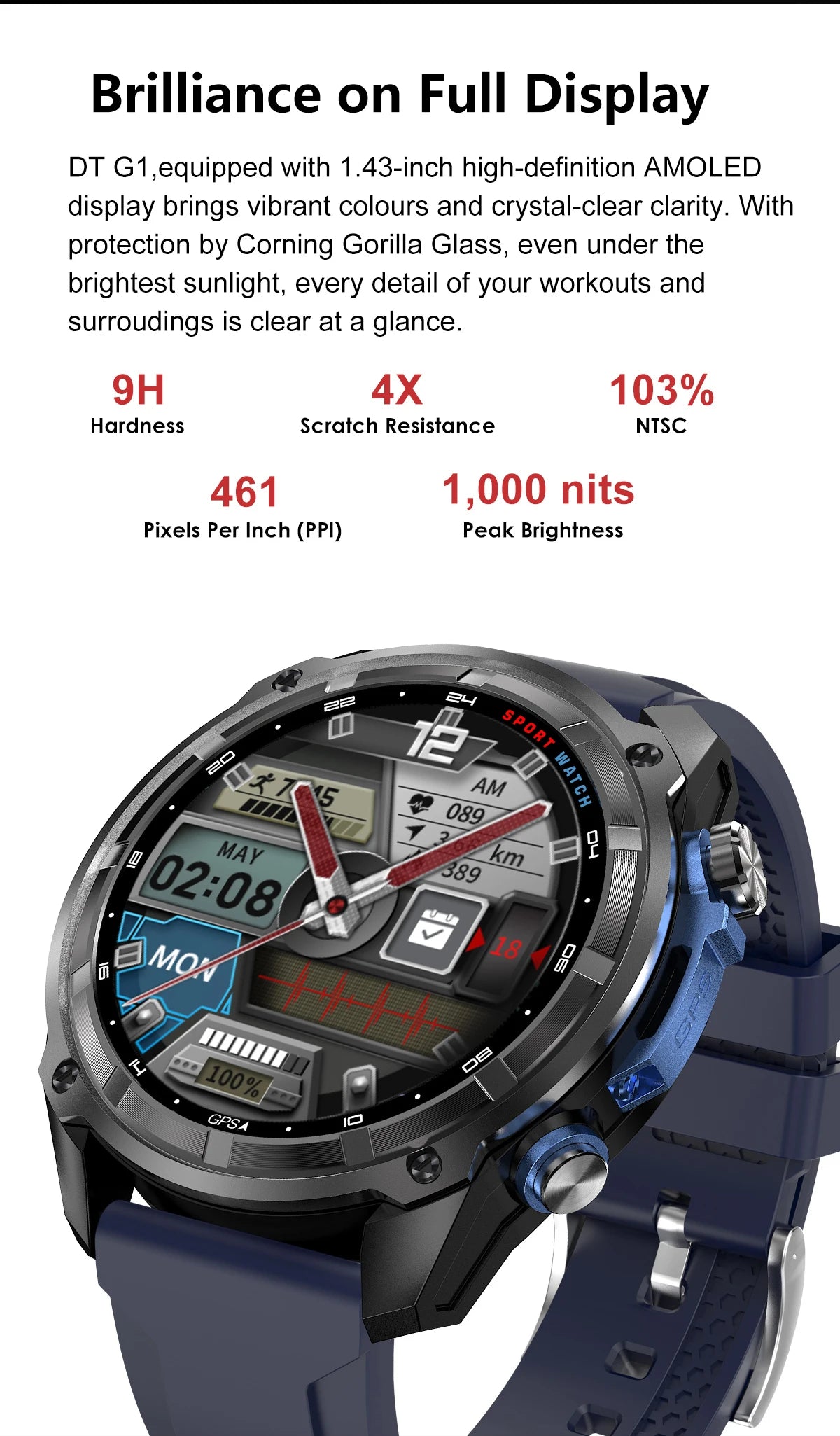 2025 New Military Sport GPS 4GB Memory Smartwatch Men 5ATM Waterproof Fitness Tracker Offline Maps 860Mah Battery Smart Bracelet