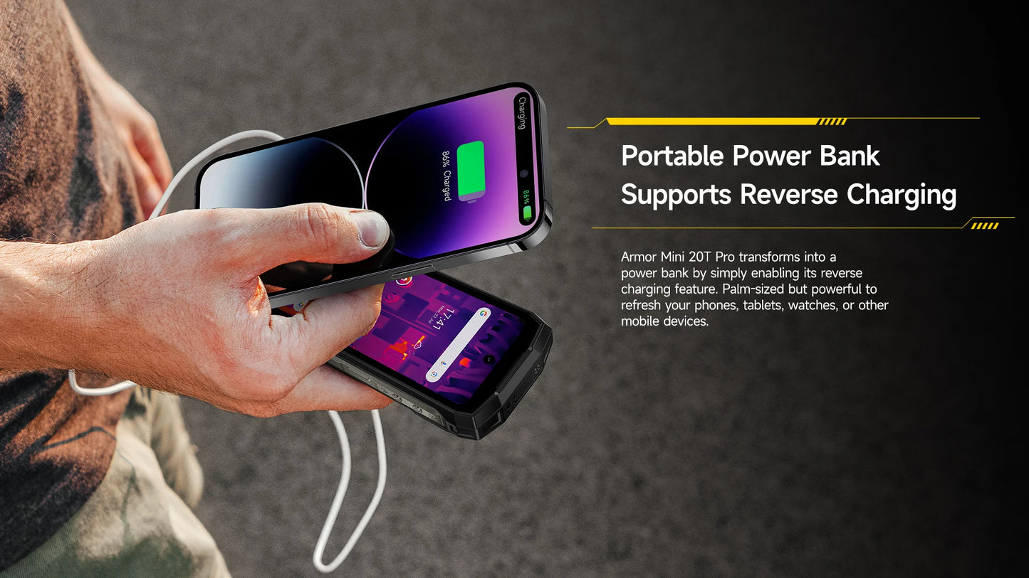 Ulefone Armor Mini 20T Pro 5G  THERMAL BY FLIR® 4.7" Rugged Phone Android 14 Smartphone 256GB ROM Mobile Phone Thermal lmaging