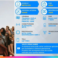 Smartphone Motorola Moto G75 256GB Blue 5G 16GB RAM 6,8 "Camera. Double Selfie 16MP