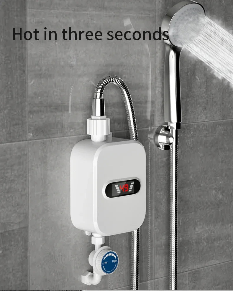 3500W Electric Mini Instant Hot Water Heater Bathroom Faucet Tap Heating 3 Seconds Instant Water Heater Shower Head Set