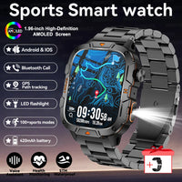 2025New Rugged Military GPS Track Smart Watch Men Bluetooth Call 5ATM Waterproof Flashlight Outdoor Sports SmartWatch For Xiaomi