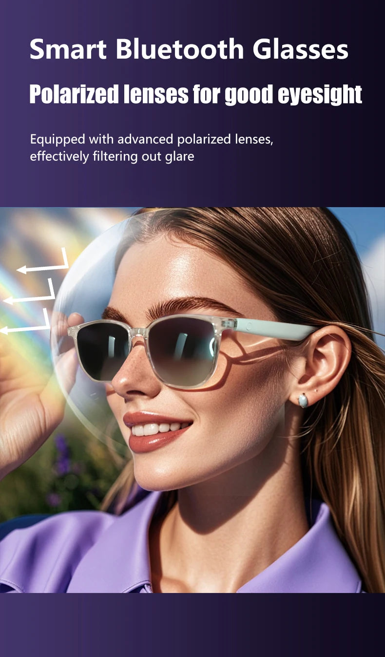 GS03 Smart Glasses for Men BT Sunglasses Earphone Outdoor Sports UV400 Polarized Anti Blue Light Lens IPX5 Intelligent Glass