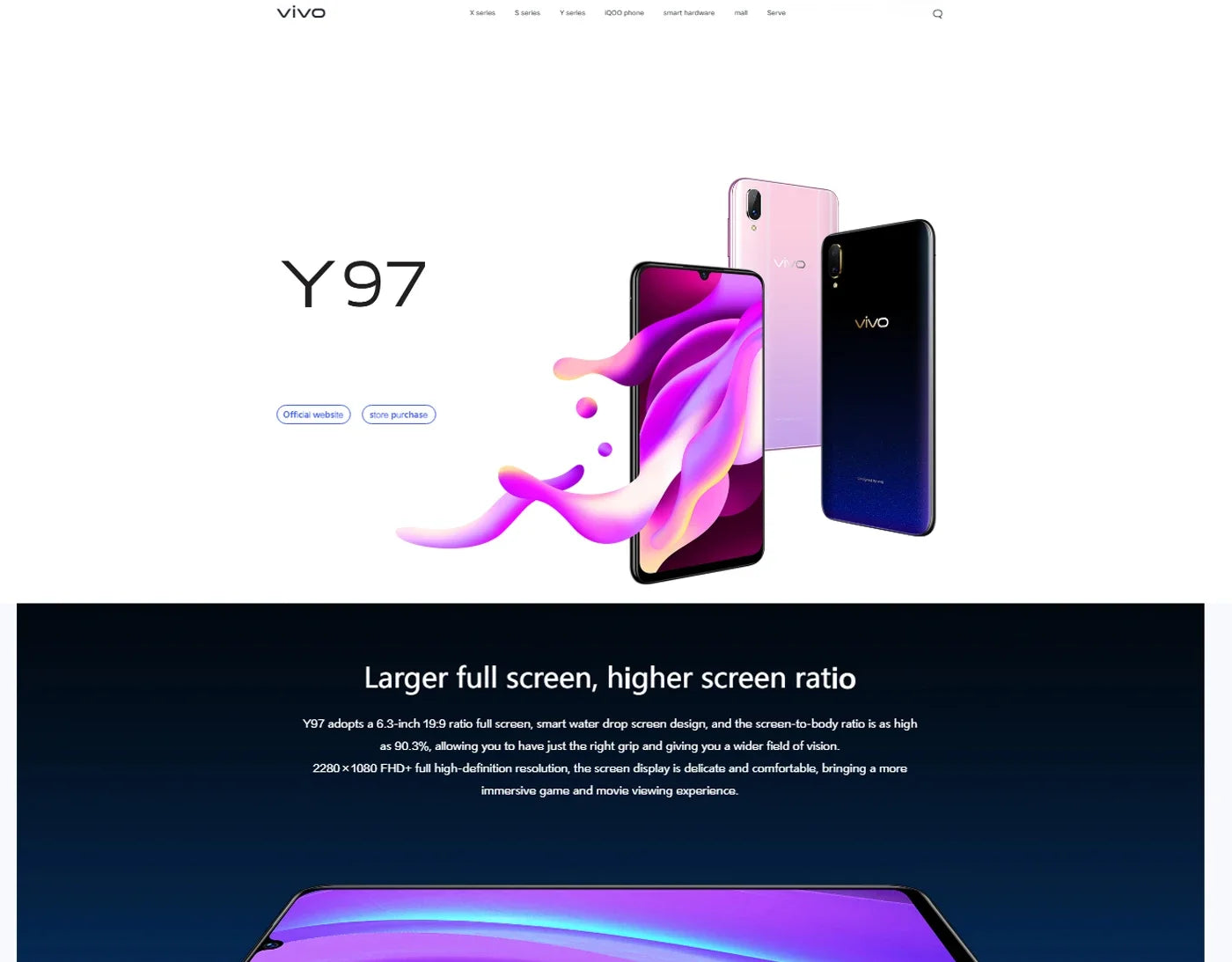 VIVO Y97 4G Smartphone MediaTek P60 6.3 Inch 8GB RAM 256GB ROM All Colours in Good Condition Original Android Used Phone