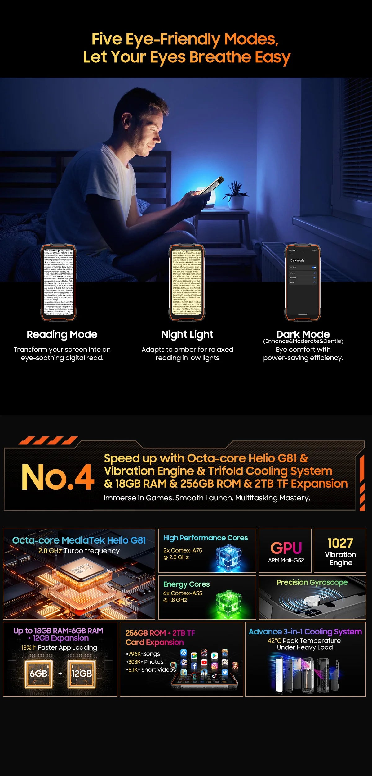 Blackview OSCAL PILOT 1 Rugged Phone, 6GB+ 256GB ,Helio G81 Smartphone Android14, 6.67'' Display Mobile Phone, 15000mAh, NFC