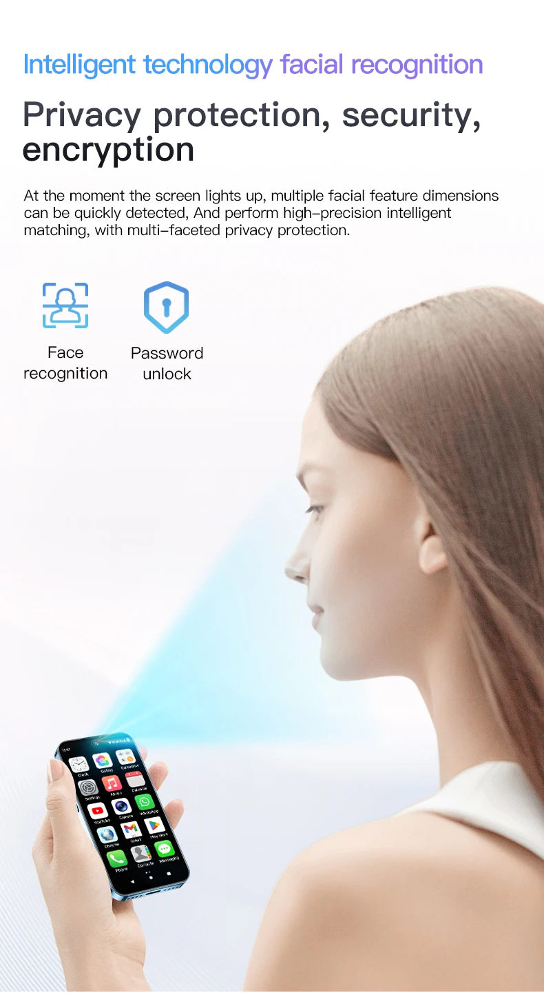 SERVO 19E 3G WCDMA Mini Smart Phone 3.88"Display 2 SIM Android 10.0 16GB ROM Face Recognition GPS Android Smart Cellphone TYPE-C