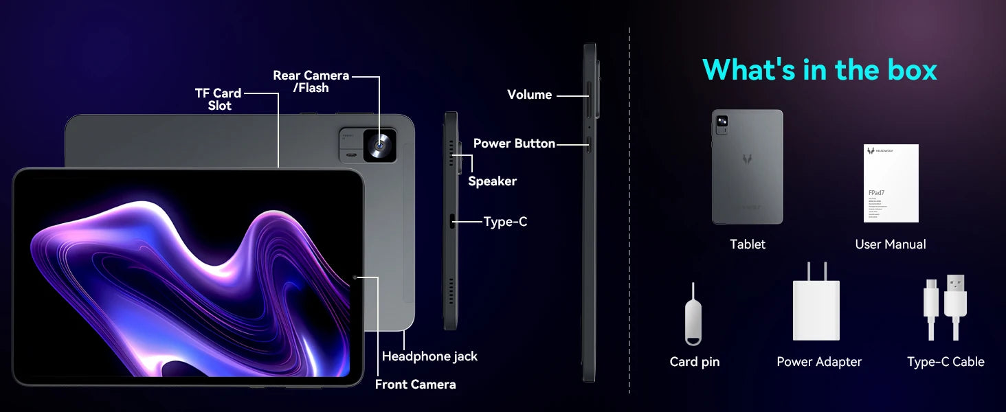 Headwolf FPad7 8.4inch Tablet Android14 MTK Dimensity 7050 CPU 2560x1600 IPS/16GB+256GB/6500mAh/ 4G LTE Tablets