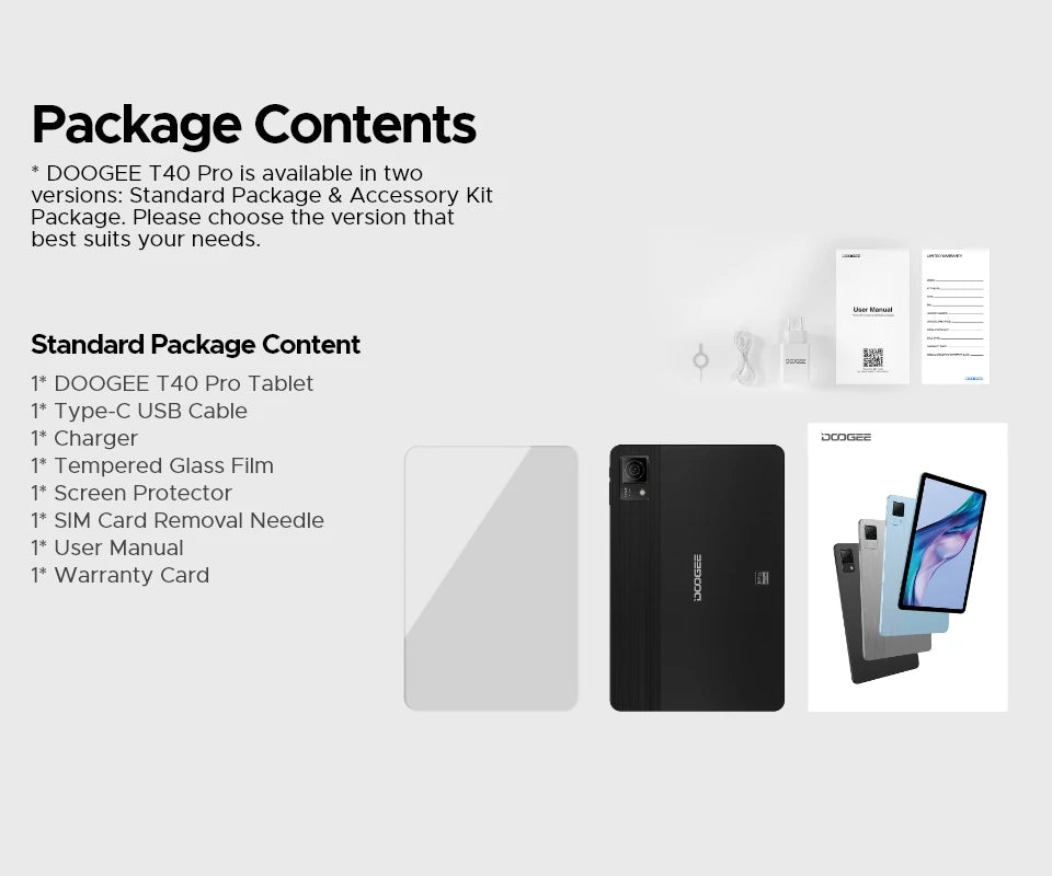 DOOGEE T40 Android Tablet 14 11 ''IPS 2.5K 8GB RAM 512GB ROM Helio G99 8580mAh 18W Charge Face Unlock 7.6mm ultra-thin Tablet